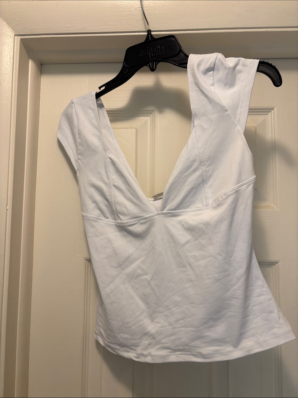 White V-Neck Wide-Strap Tank Top